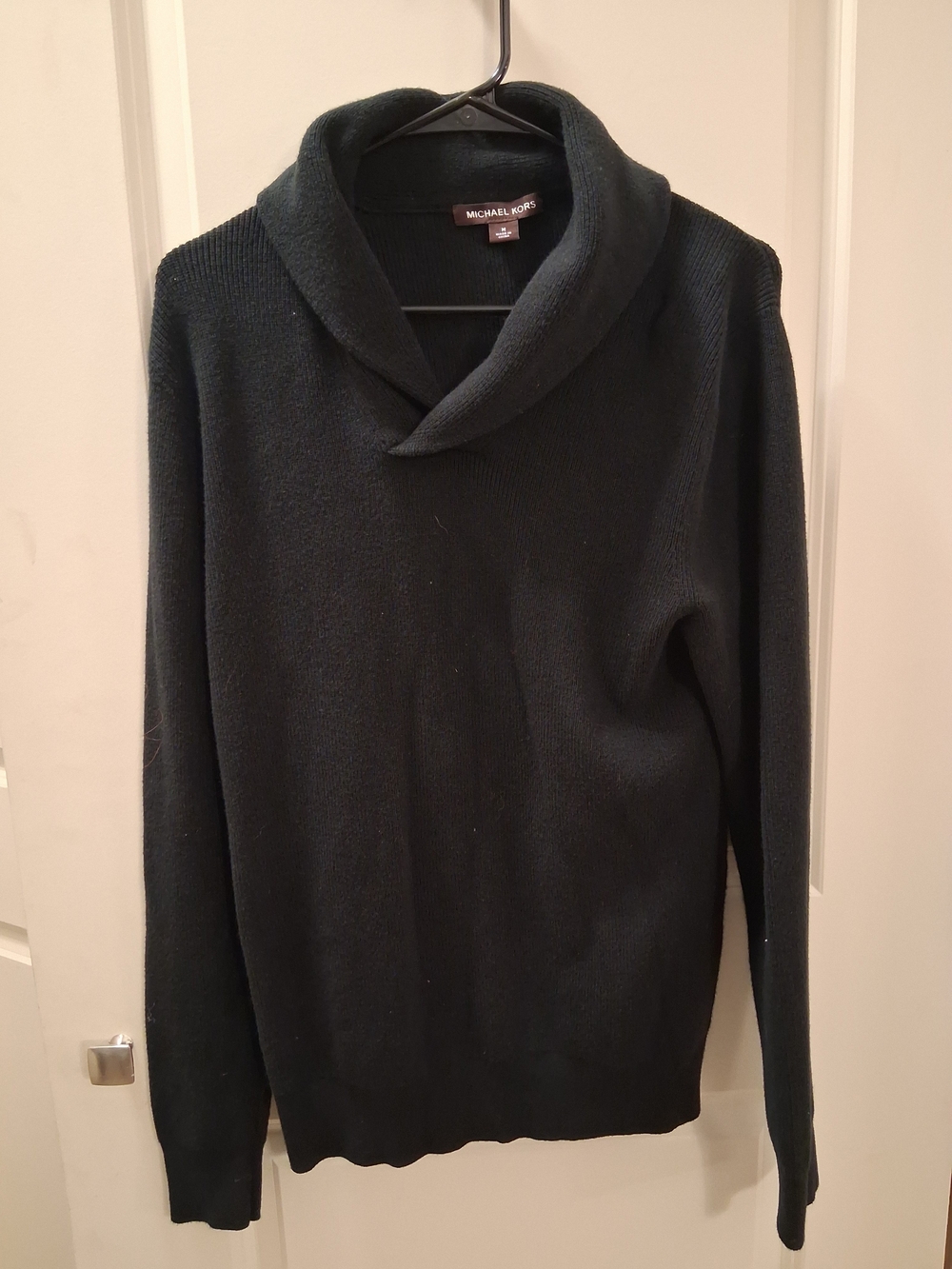 Michael Kors Women’s Black Shawl-Collar Crewneck Sweater